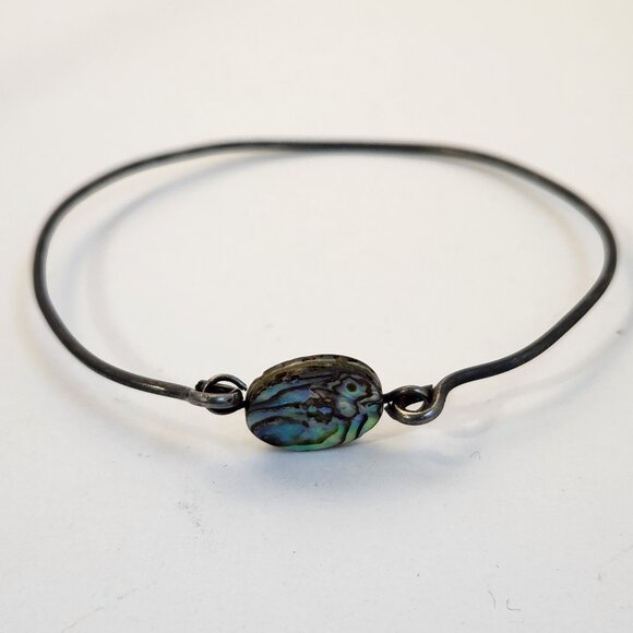 NIB Genuine Abalone Shell Inlay Toggle Bracelet & Earrings Stainless Set - Picture 14 of 16